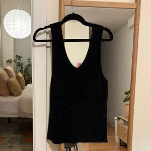 Giorgio Armani Le Collezioni Black Sparkle Sleeveless Knit Tank Top